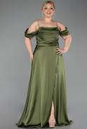 Robe De Soirée Grande Taille Longue Satin Vert Huile ABU6307