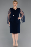 Robe De Invitation Grande Taille Midi Bleu Marine ABK2646