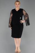 Robe De Invitation Grande Taille Midi Noir ABK2646