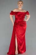Robe de Fiançaille Longue Satin Rouge ABU1606