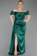 Robe de Soirée Grande Taille Longue Satin Émeraude ABU1626