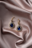 Boucle d'Oreille Bleu Saxe-Or UK527