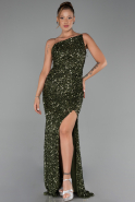 Robe de Soirée Longue Squameuse Kaki ABU6316