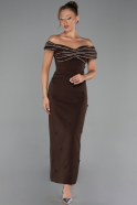 Robe De Soirée Midi Brun ABK2658