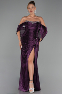 Robe de Soirée Longue Mousseline Violet ABU6306