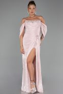 Robe de Soirée Longue Mousseline Poudre ABU6306