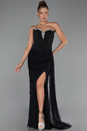 Robe de Soirée Longue Dantelle Noir ABU6319