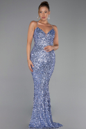 Robe de Soirée Longue Squameuse Indigo ABU6321