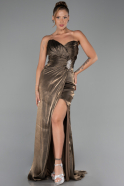 Robe de Soirée Longue Mousseline Brun ABU6296