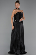 Robe de Soirée Longue Mousseline Noir ABU6322