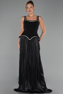 Robe de Soirée Longue Mousseline Noir ABU6323
