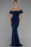 Robe de Soirée Longue Bleu Marine ABU6324