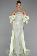 Robe De Soirée Perlé Longue Menthe ABU5169