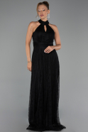 Robe de Soirée Longue Dantelle Noir ABU6313