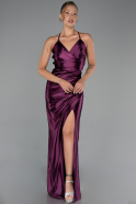 Robe de Soirée Longue Satin Prune ABU2800