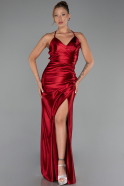 Robe de Soirée Longue Satin Couleur Cerise ABU2800