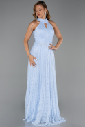 Robe de Soirée Longue Dantelle Bleu clair ABU6313