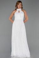Robe de Soirée Longue Dantelle Blanc ABU6313