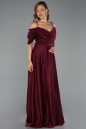 Robe de Soirée Grande Taille Longue Rouge Bordeaux ABU6333