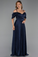 Robe de Soirée Grande Taille Longue Bleu Marine ABU6333