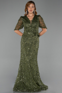 Robe de Soirée Grande Taille Longue Perlé Kaki ABU6334