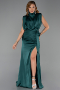 Robe de Soirée Longue Satin Émeraude ABU2133