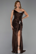 Robe de Soirée Longue Mousseline Brun foncé ABU6336