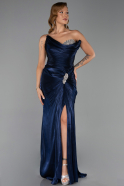 Robe de Soirée Longue Mousseline Bleu Marine ABU6336