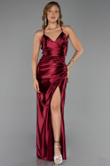 Robe de Soirée Longue Satin Couleur Cerise ABU2800