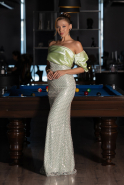 Robe De Soirée Perlé Longue Menthe ABU5434