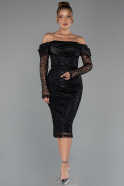 Tenue de Soirée Midi Perlé Noir ABK2663