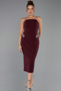 Robe De Soirée Midi Rouge Bordeaux ABK2664