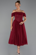 Robe de Cérémonie Midi Rouge Bordeaux ABK2665