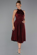 Robe de Cérémonie Midi Rouge Bordeaux ABK2638