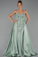 Robe de Soirée Longue Satin Menthe ABU6293
