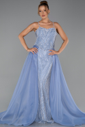 Robe de Soirée Longue Perlé Bleu clair ABU5730