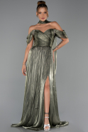Robe de Soirée Longue Mousseline Kaki ABU6342
