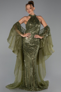 Robe de Soirée Longue Perlé Kaki ABU6348