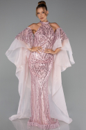 Robe de Soirée Longue Perlé Poudre ABU6348