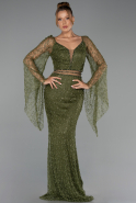 Robe de Soirée Longue Perlé Kaki ABU6349