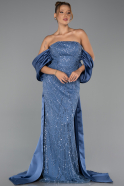 Robe de Soirée Longue Perlé Indigo ABU6351