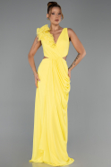 Robe de Soirée Longue Mousseline Jaune ABU6354