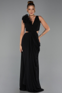 Robe de Soirée Longue Mousseline Noir ABU6354