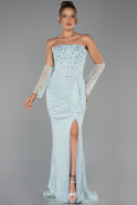 Robe de Soirée Longue Dantelle Turquoise ABU6355