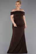 Robe de Soirée Grande Taille Longue Brun ABU6302