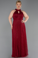 Robe de Soirée Grande Taille Longue Dantelle Rouge Bordeaux ABU6330