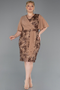 Robe De Invitation Grande Taille Midi Squameuse Cuivre ABK2666