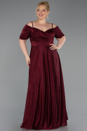 Robe de Soirée Grande Taille Longue Rouge Bordeaux ABU6333