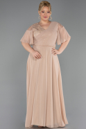 Robe de Soirée Grande Taille Longue Mousseline Or ABU6340