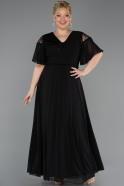 Robe de Soirée Grande Taille Longue Mousseline Noir ABU6340